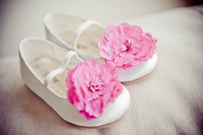 pink flower girl shoes